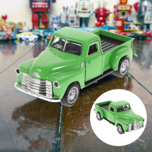 Toyvian Metal Classic Cars Model Die Cast Old Pickup Truck Figurine Alloy Vintage Collectible Toy Car Mini Car Photo Prop for Home Desk Cabinet Bookshelf(Green)