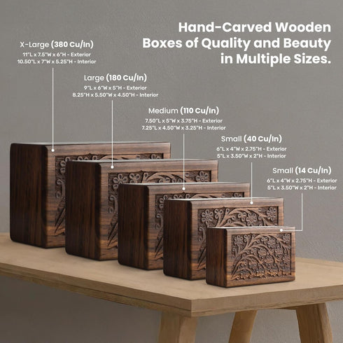 SIC Cremation Urns for Human Ashes, Small Wooden Tree of Life Urn Box for Dogs, Holds 40lbs