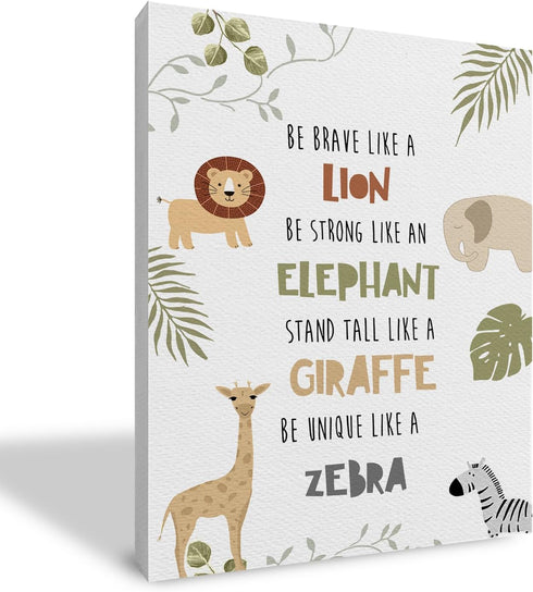 Qvapt Safari Wall Decor,Wild Animals Nursery Canvas Wall Art 16x24inch,Nursery Wall Decor,Safari Framed