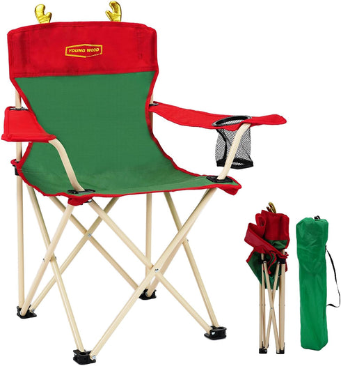 YOUNG WOOD Portable Camping Chair Beach Chair Outdoor Foldable Chair, Included Mesh Cup Holder