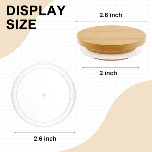 40 5 oz Tessco for You Pcs Yogurt Jar Lids Clear Plastic Silicone Bamboo Wood Container Lids with Silicone Sealing
