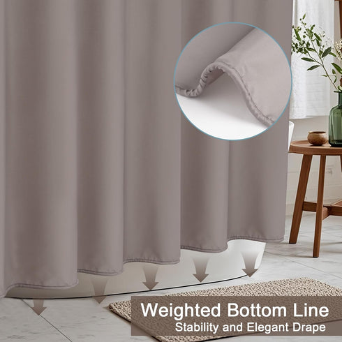 AooHome Shower Curtain Liner, Half Size 36x72 Inch, Solid with Hooks, Waterproof, Weighted Hem, Chocolate
