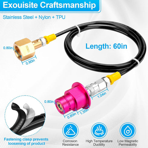 CO2 CO2 CO2 CGA320 (60inch) Soda Machine Refill Adapter with Quick Connector Hose - for Terra DUO Art Gaia Series Soda