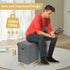 Emosoon 16.5x16.5x11.8in Tall Ottoman with Storage Collapsible Fabric Small Slim Folding Ottoman Furniture with Handles