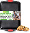 NutriChef Kitchen 15” Non Stick Cookie Sheet, Medium Gray Carbon Metal Bakeware with Red Handles