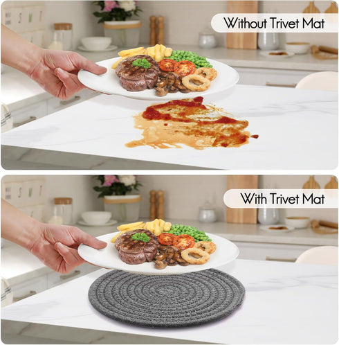 7" Trivets for Hot Dishes, 4 Pcs Heat Resistant Pot Holders for Kitchen, Protects Furniture and Tables