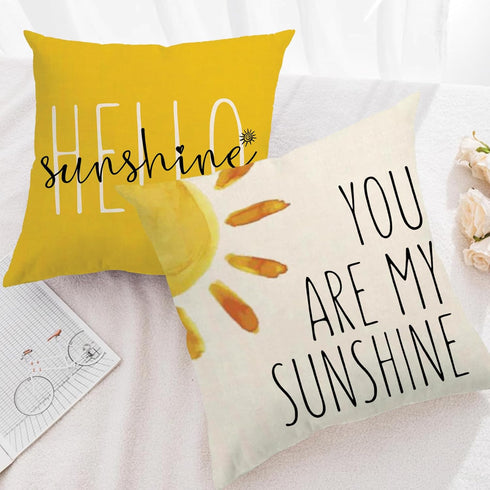 4Pack Summer Decor Pillow Covers, Yellow Floral Sunflower Cushion Cover, You Are My Sunshine Farmhouse Pillowcases
