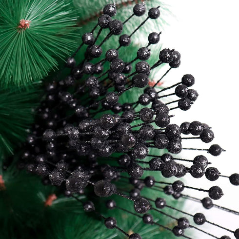 Syhood 200 13.8 Inches Pcs Glitter Berry Stems, Christmas Berry Picks Holly Branches for Christmas Tree Decorations