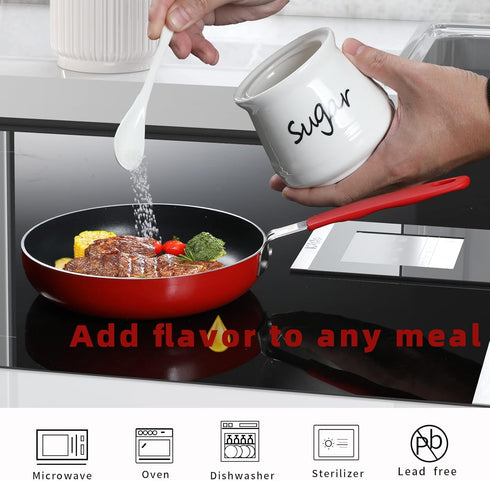 12oz ONTUBE Ceramic Sugar Bowl with Lid and Spoon (White)