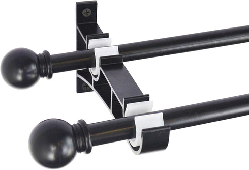 AddGrace Double Curtain Rod Brackets Set of 4 for Drapery Rod Window Hardware, Black