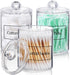 AOZITA 3 Pack Qtip Holder Dispenser, Clear Plastic Apothecary Jar Set for Cotton Ball, Swab, Floss Storage