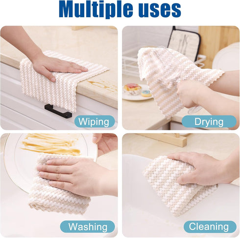 Homaxy 12 Pack Kitchen Dish Cloths, Ultra Soft Absorbent Microfiber Cleaning Towels, Non-Linting, 10 x 10 inches, Beige