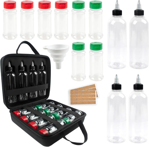 AKOBEARLA Camping Portable Spice Set with 12 Spice Containers Storage Bottle Pepper &