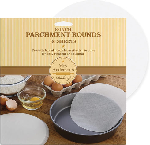 Mrs. Anderson’s Baking Non-Stick Parchment Cake Rounds, 8-Inch, 36 Sheets