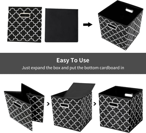 Fabric Storage Bins Cubes, Foldable Organizer with Handle, Set of 6, 11x11x11 for Cloth or Accessory Storage