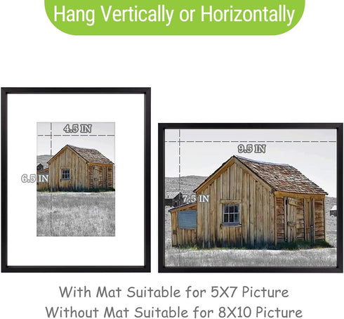 Golden State Art, 8x10 Black Picture Frame, Display Photo 5x7 with Mat or 8 x 10 Without Mat for Wall Mounting, Classic