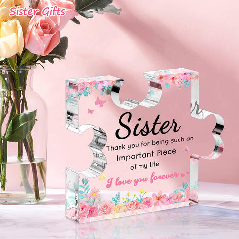 4.73.8 inch, Sister Birthday Gifts, Mothers Day Gifts for Sister - Acrylic Puzzle Piece Plaque Sister Gifts from