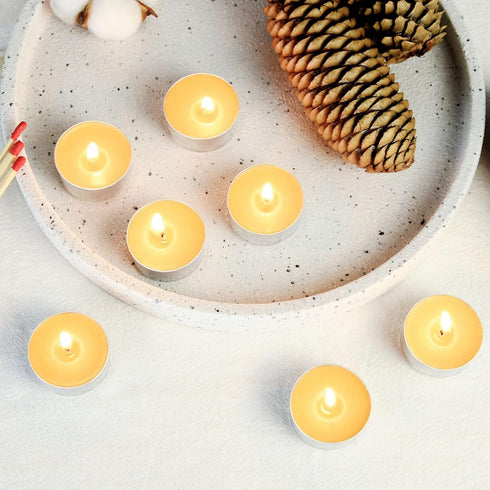4-5 Pack 36 Natural Beeswax Tea Candles in Metal Aluminum Cup - Organic Mini Beeswax Candle Natural Scent Smokeless