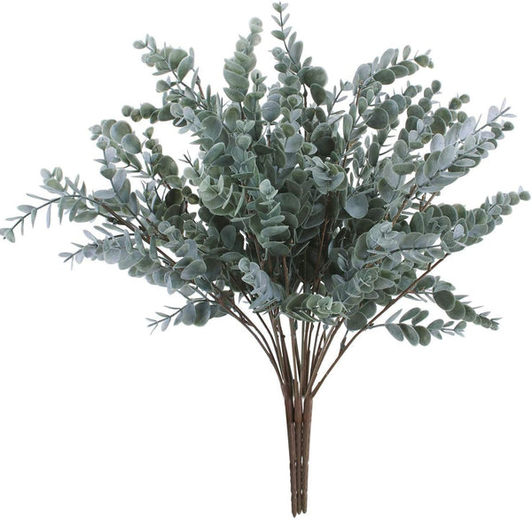 3 Pack Artificial Eucalyptus Stem Shrub, Faux Greenery Stems for Home Wedding Decor, 17.7" Tall