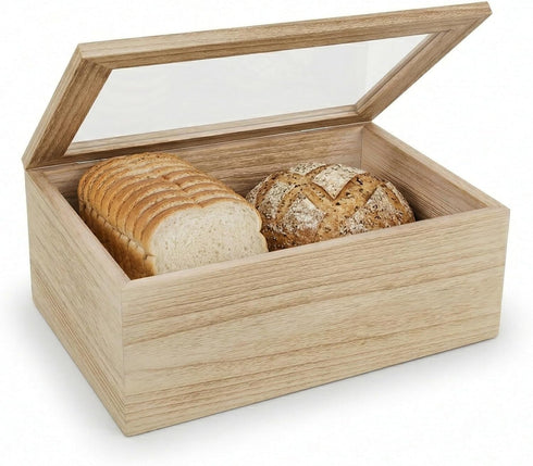 Cherim Wooden Bread Box for Kitchen Counter Keeps Bread Fresh Longer, Large Bread