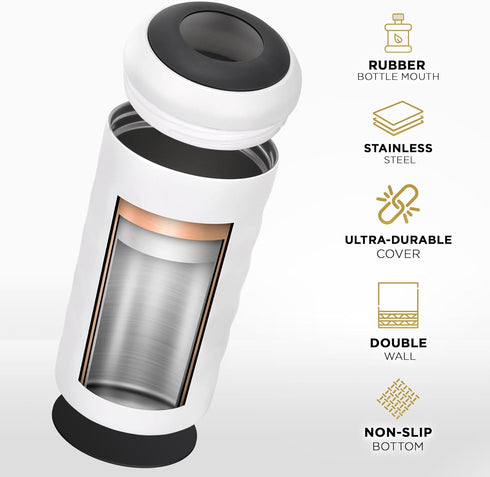 750ml 6+ Premium Wine Chiller - Stainless Steel Wine Bottle Cooler, Vacuum Insulated & Double-Walled - Keeps Wine Cold