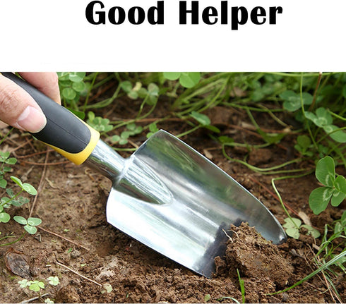 Yellow Gardening Shovel, Digging Trowel for Lawn Planting, Alloy Spade with Rubber Handle