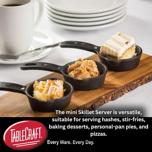 TableCraft Products CW30122 Cast Iron Mini Round Skillet 3?" Dia x 1¼" D, 6?" with Handle, 1.25" Height, 4.125" Width