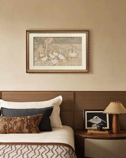 16x24 inch ARPEOTCY Vintage Gold Framed Large Wall Art, Farmhouse Nursery Duck Paintings, Canvas Prints with Antique