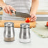 Accmor Salt and Pepper Shakers Set, 5oz Stainless Steel Seasoning Containers with Glass Bottom for Home Cooking