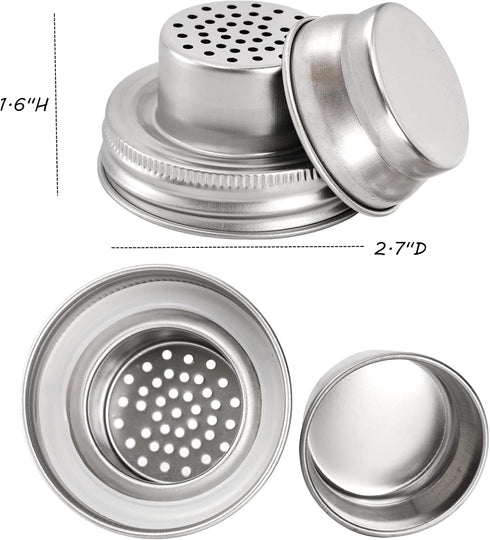8 Pack Mason Jar Shaker Lids, Stainless Steel Shaker Lids for Mason Jars, Mason Jar Spice Lid with Silicone Seal for Regular Mouth Jar (Jar Not Included) by Lyellfe