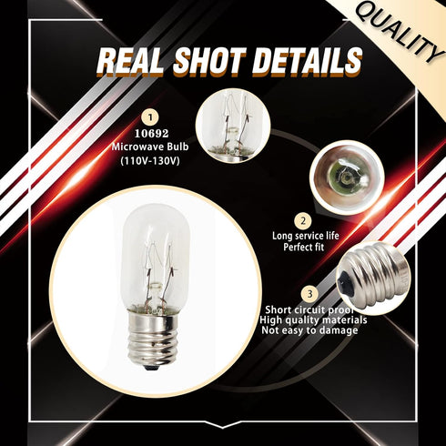 Upgraded 10692 Microwave Bulb 110-130V T7 E17 25W Compatible with GE Appliance Bulb, Excellent Quality - 6 Pack