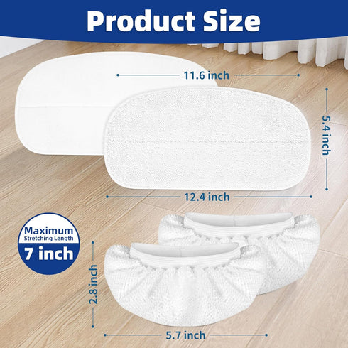 4 Pack 4 LOVECO Steam Mop Pads + Microfiber Small Cloths Compatible with KGHKGH & Sprobil & Rvwsx Steam Mop Steam