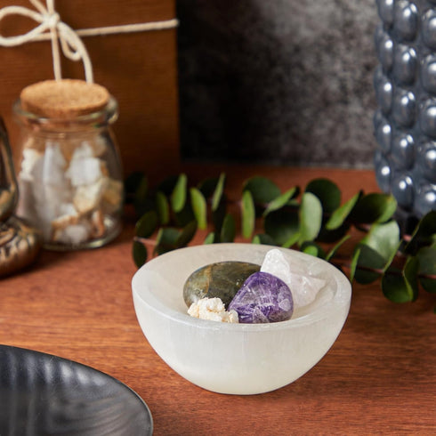 IMPRESA 4-Inch Selenite Charging Bowl for Cleansing and Recharging Crystals, Meditation, Positive Energy, Home Decor -