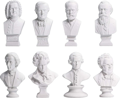 Waldosia Great Composers Bust Statuette Set with Artemis and Michelangelo's David Figurines