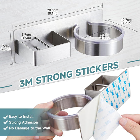 Hair Dryer Holder, Hair Tool Organizer, Stainless Steel Blow Dryer Holder Wall Mounted for Bathroom Bedroom