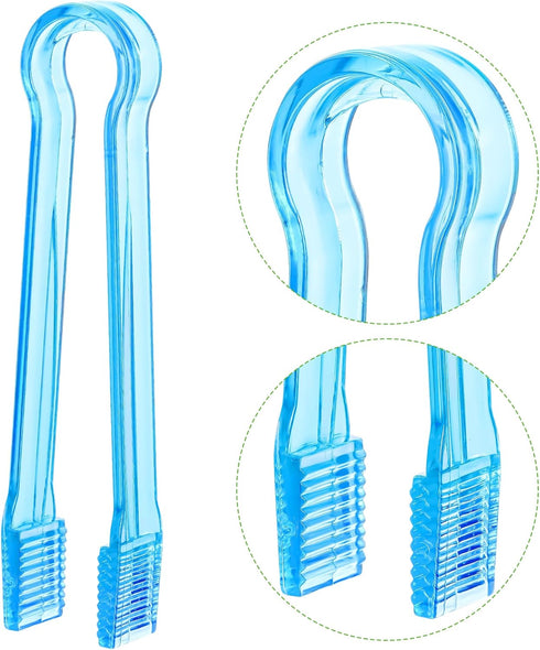 10 Pcs Clear Blue Plastic Buffet Serving Tongs, Mini Kitchen Tongs for Food, Ice, Salad, Barbecue, 6.3 Inches