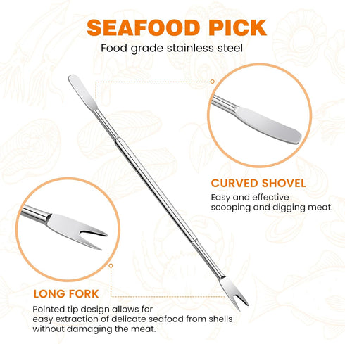 Set 4 Crab Crackers and Tools, of Stainless Steel Lobster Picks, Crab Leg Cracker, Seafood Tool Kit with Gift Box