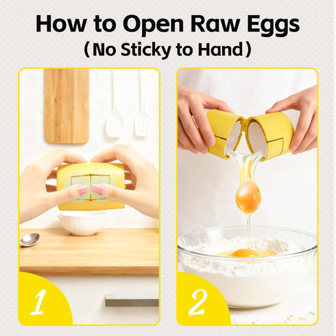 Egg Shell Opener, Egg Peeler Cracker, Cute Egg Separator for Raw Eggs, Home Kitchen Gadgets Tool (Yellow)
