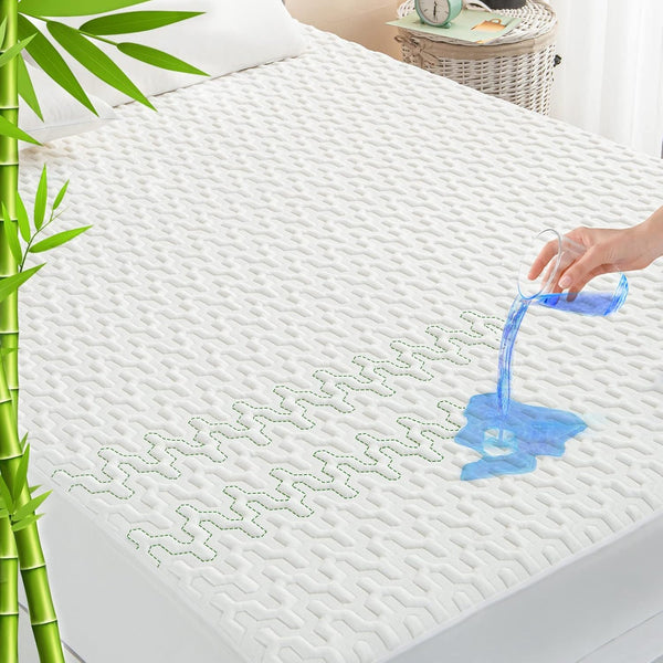 GRT Waterproof Rayon Bamboo Mattress Protector Twin XL Size - 3D Air Fiber Cooling Mattress Pad Cover, Breathable Ultra