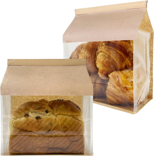 BIUBIU Large Bread Bags for Homemade Bread, Sourdough Bakery Bags with Window, 25ct Brown Kraft Paper