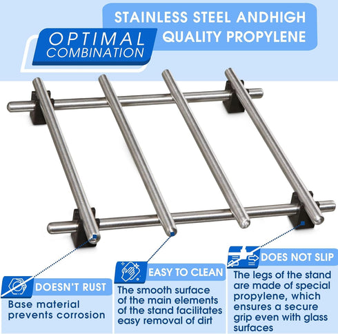 2 Pcs Metal Trivets for Hot Dishes, Stainless Steel Set, 7" x 7", Heat & Rust-Resistant