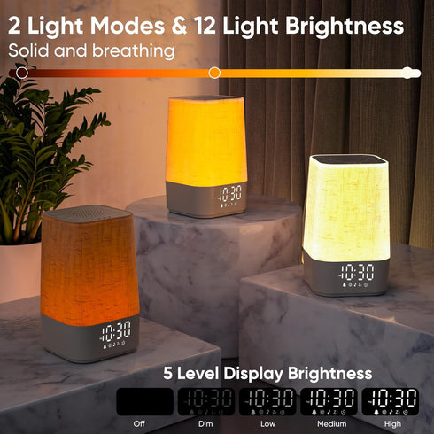 30 Dimmable Sound Machine White Noise Machine with Soothing Sounds, Sleep Timer, Bedside Lamp Night Light Clock