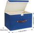 TYEERS Collapsible Storage Boxes, Washable Fabric Storage Bins with Lids, 14.9x9.8x9.8 inches, 2 Pack (Classic Blue)