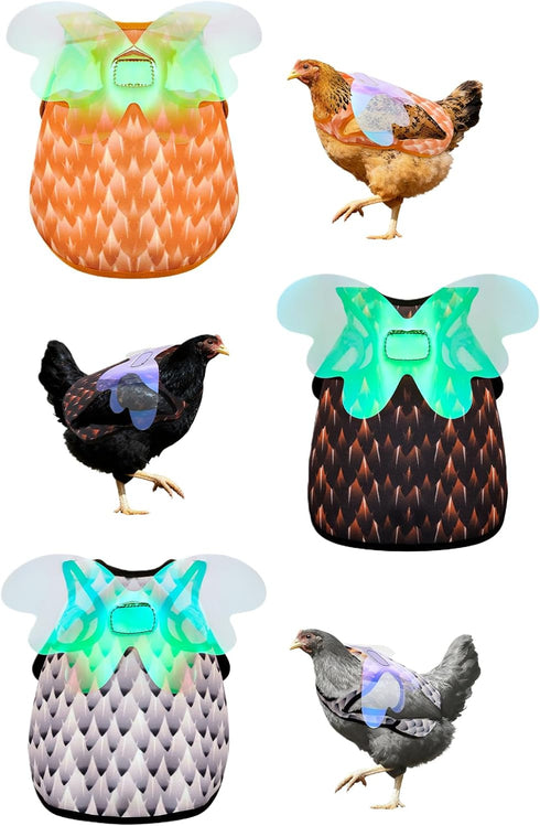 HOUGXD Chicken Saddles for Hens with Detachable Wings, Adjustable Hen Apron Back Protector for Feather Recovery