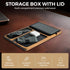 Evaded Premium Acacia Wood and Leather Valet Tray for Men; Night Stand Vanity Tray, Mens Valet Tray Organizer, Bedside