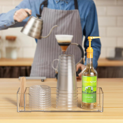 Countertop, 14.5 Inches Coffee Bar Accessories and Organizer, Disposable Cup Holder for Clear Acrylic Storage