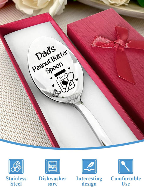 Dad's Peanut Butter Spoon - Funny Engraved Stainless Steel Peanut Butter Spoons Dessert Spoon Peanut Butter Lovers Gifts, for Dad Dady Father Grandpa Men Birthday Christmas Father's Day Gifts