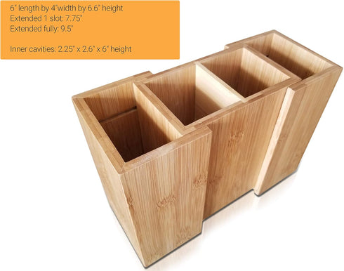 Bamboo Expandable Cooking Utensil Kitchen Tool Holder | Natural Spatula Spoon Caddy | Counter Stove Top Organizer by SplashSoup