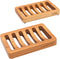 HTB Slotted Soap Dish 2 Pack Teak Wood, Self Draining Kitchen Sponge Holder for Shower, Sink, Bathroom
