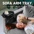 360 Couch Arm Table Tray, Sofa Clip on Tray Tables with Phone Holder, Bamboo Arm Rest Table for Couch, Folding Sofa